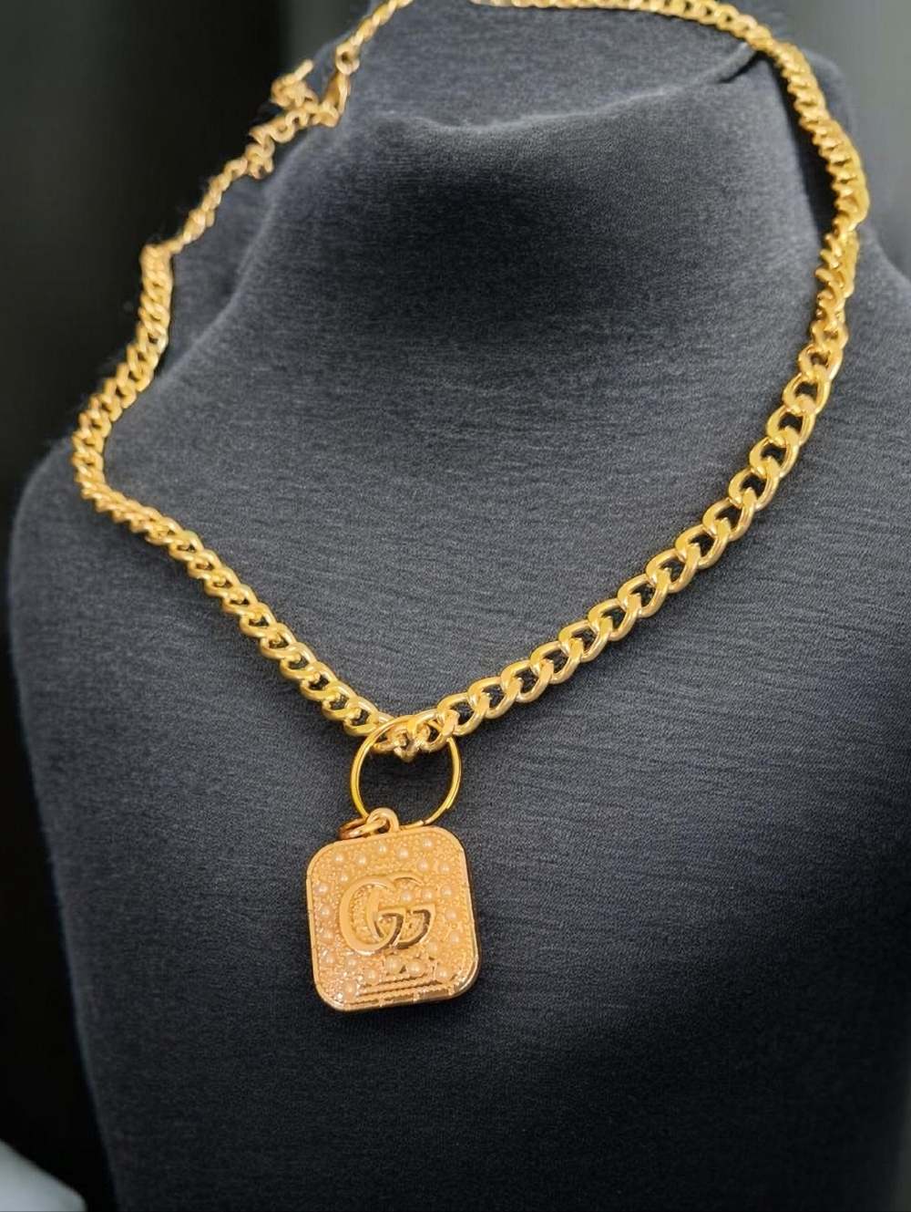Gold-tone Necklaces With Goldplated Chanel Or Gucci Pendants.
